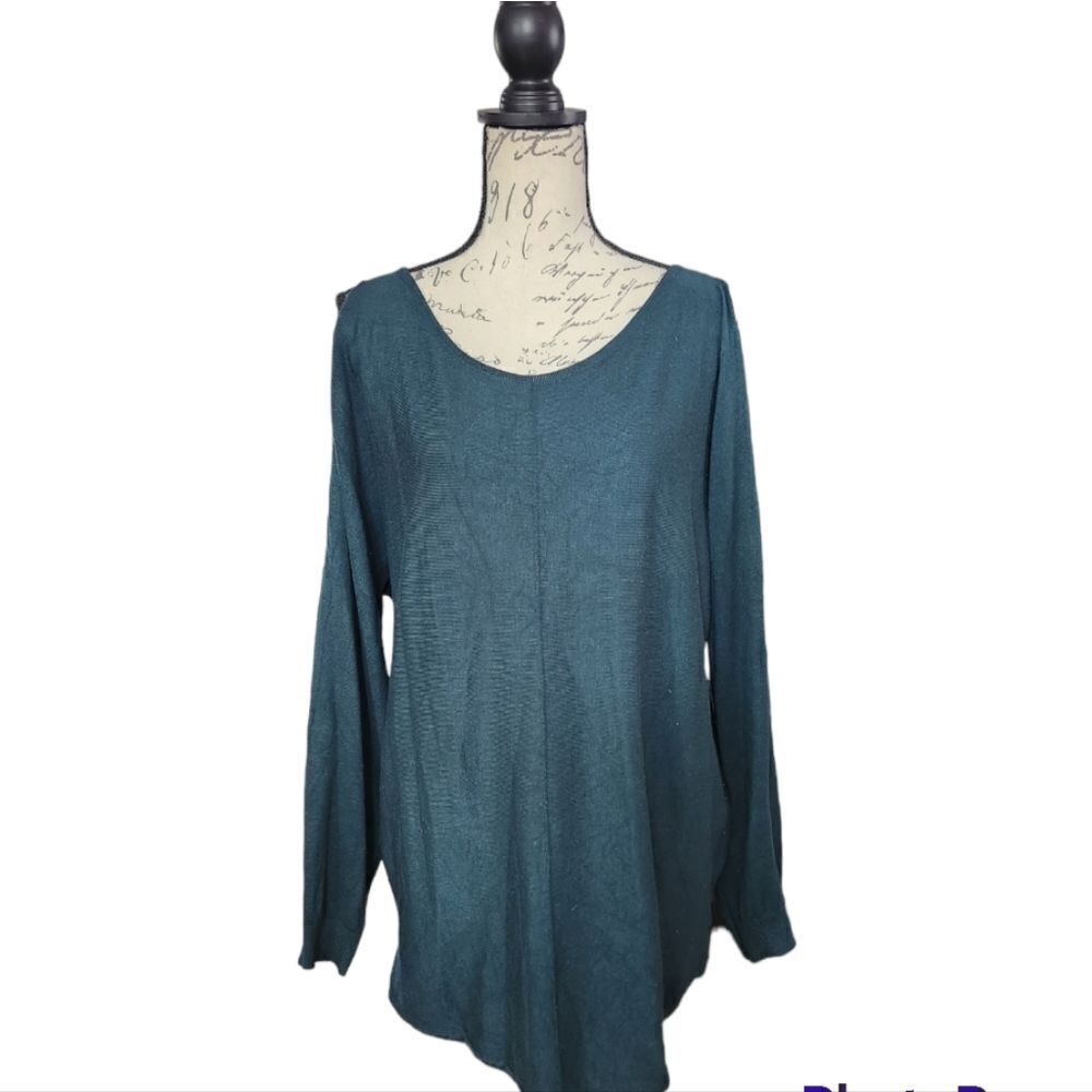 Kela Ladies Hunter Green Cold Shoulder Long Sleeve Top - Size Large